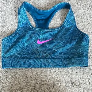 Nike Blue and Pink Racerback Sports Bra